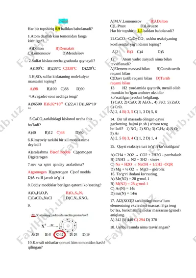 al-xorazmiy kimyo 7-sinf javobi — DOCX