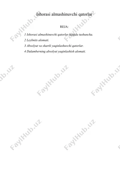 ishorasi almashinuvchi qatorlar — DOC