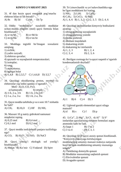 kimyo 2 var — DOCX