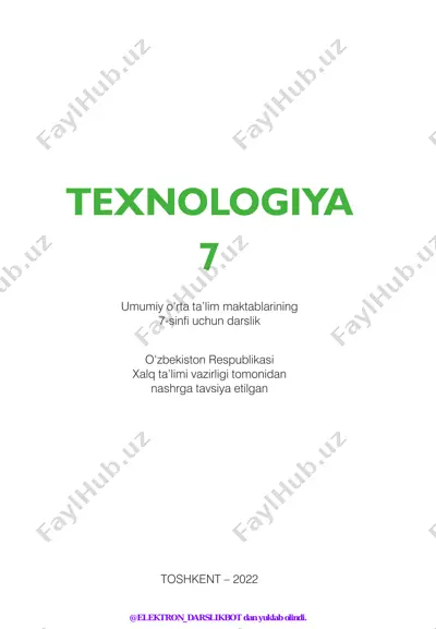 7-sinf texnologiya 2022 (@elekton_darslikbot) — PDF