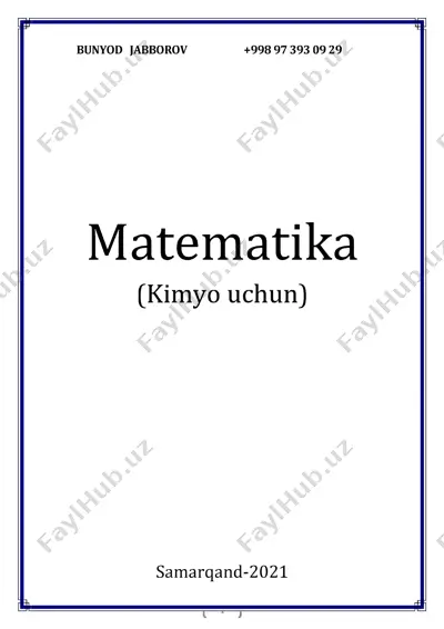 matematika (kimyo uchun) — PDF