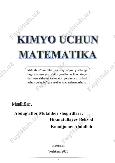 __kimyo uchun matematika @gulistonkimyo (1) — PDF