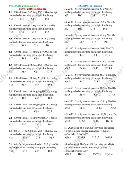 suvni qattiqligi. masala — PDF