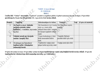 7_sinf_o'zbek_tili_4_bsb_loyiha_ishi_@summativ_formativ_baholash — PDF