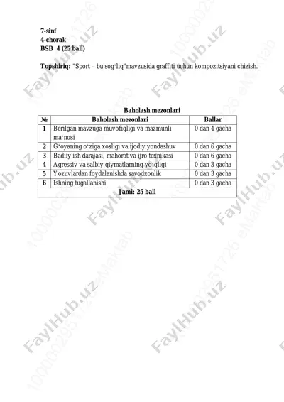 7-sinf tasviriy san'at 4-bsb @summativ_formativ_baholash — PDF