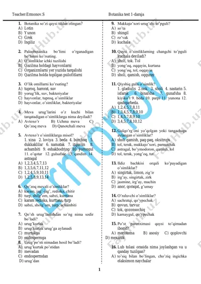 botanika test.i-qism — PDF