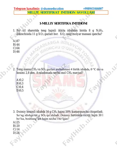 1- milliy sertifikat imtihoni — PDF