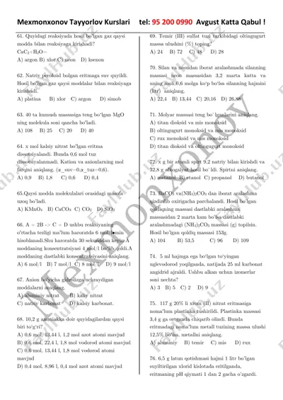 kimyo 14.07 tushganlar va ehtimoliy — PDF
