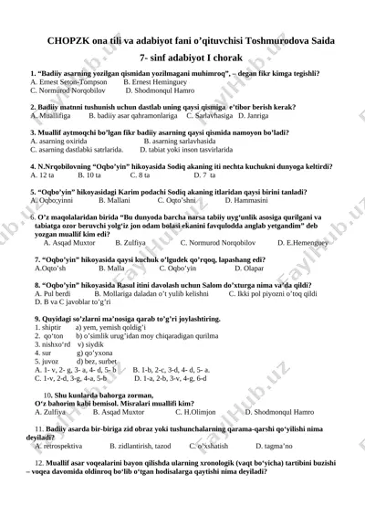 7-sinf adabiyot test — DOCX