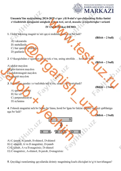 8 sinf fizika chsb-4 demo — PDF