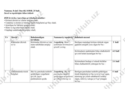 8 sinf ona tili bsb-8 demo — PDF