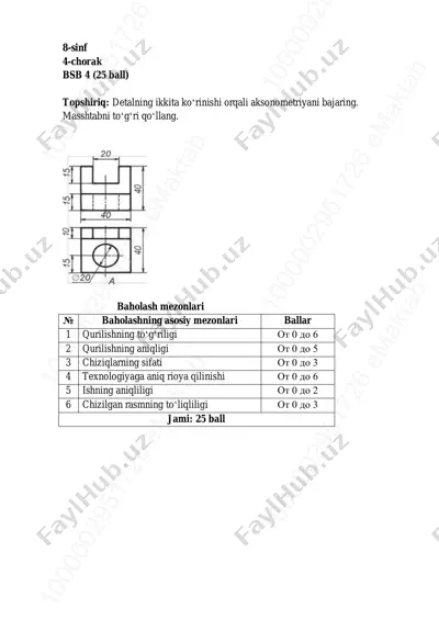 8-sinf chizmachilik 4-bsb @summativ_formativ_baholash — PDF