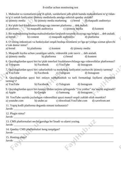 8-sinf informatika test — DOCX
