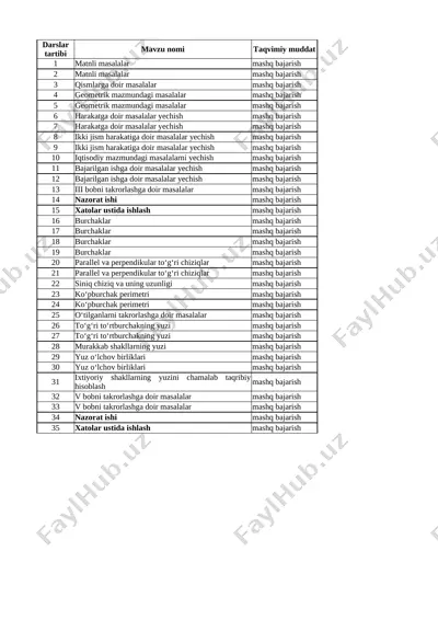 5-sinf matematika 2-chorak 2023-2024 @ishrejakundalikcom — XLSX