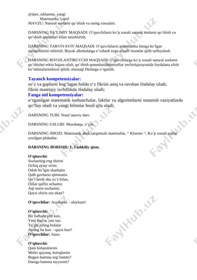 5-sinf matematika 08-09.natural sonlarni qo’shish+ — DOCX