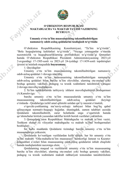 odob axloq qoidalari yangi taxriri — PDF