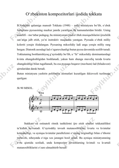 o‘zbekiston kompozitorlari ijodida tokkata — DOCX