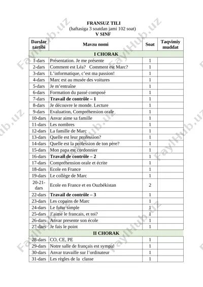 5-sinf_fransuz tili — DOCX