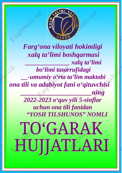 ona tili to'garak 5-sinf 68 soat — DOC