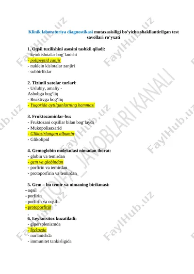 klinik labaratoriya javoblari — DOCX