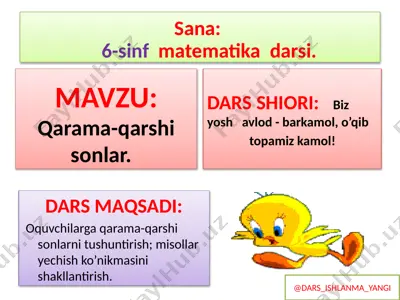 6-sinf matematika 70-71.qarama-qarshi sonlar 4+ — PPTX