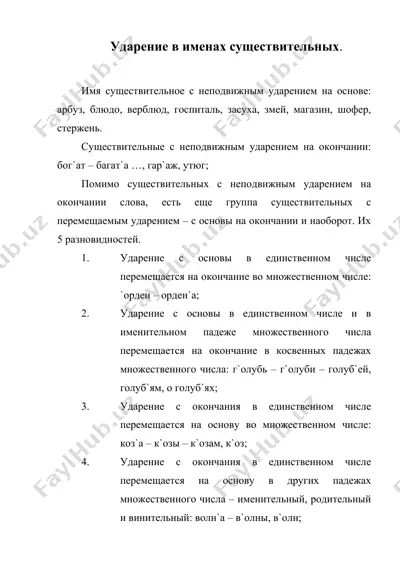 ударение в именах существительных — DOC