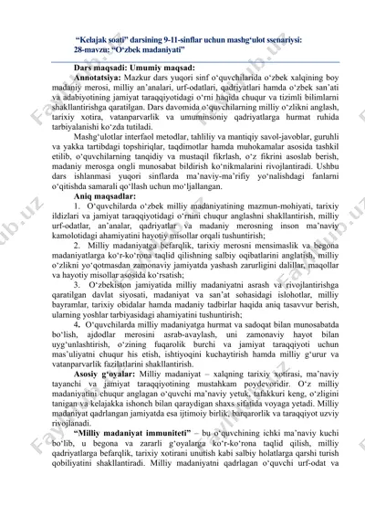 kelajak soati 9-11-sinf 28-mavzu — PDF