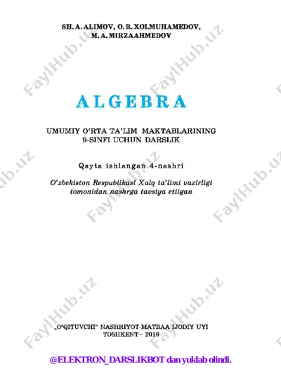9-sinf algebra 2019 (@elekton_darslikbot) — PDF