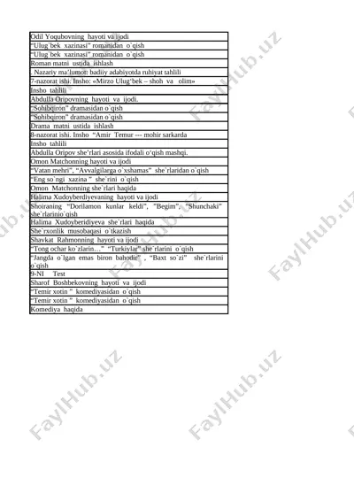 9-sinf adabiyot 3-chorak reja — XLSX