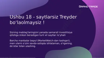 ushbu 18 - saytlarsiz treyder bo‘laolmaysiz ! — PDF