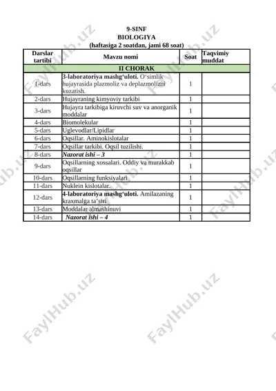 taqvim_mavzu_reja_biologiya_9_sinf_2024–2025_oʻquv_yili_o'zb_ — XLSX