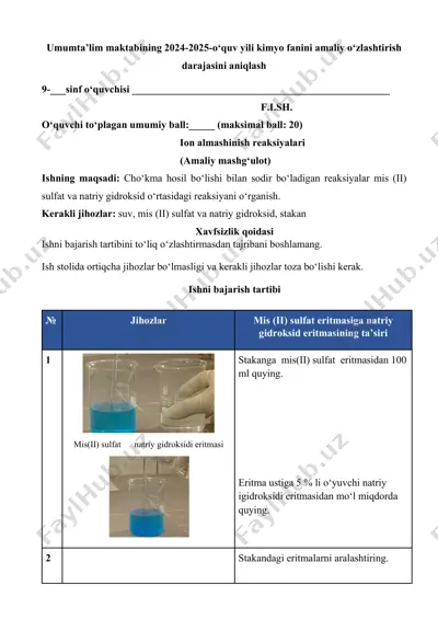 9_sinf_kimyo_bsb_2_amaliy_mashg'ulot_@summativ_formativ_baholash — PDF