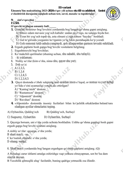 9-sinf-ona tili-3-v — PDF