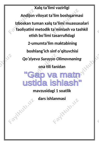 gap va matn ustida ishlash — DOC