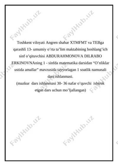 o'nliklar ustida amallar — DOCX
