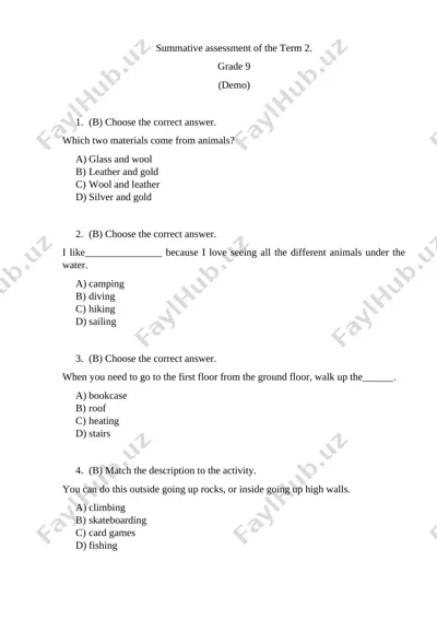 demo chsb grade 9 ut — DOCX