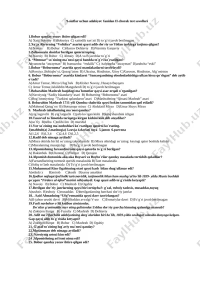 9-sinf adabiyot 2-chorak — DOCX