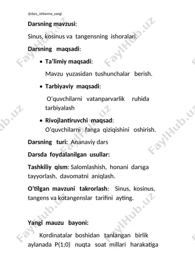9_sinf_algebra_46_sinus,_kosinus_va_tangensning_ishoralari_2+ — DOCX