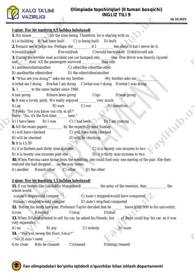 9-sinf ingliz tili — PDF
