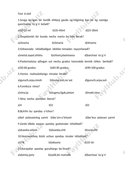 test 6-sinf — DOCX