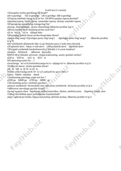 ichki monitoring test — DOCX
