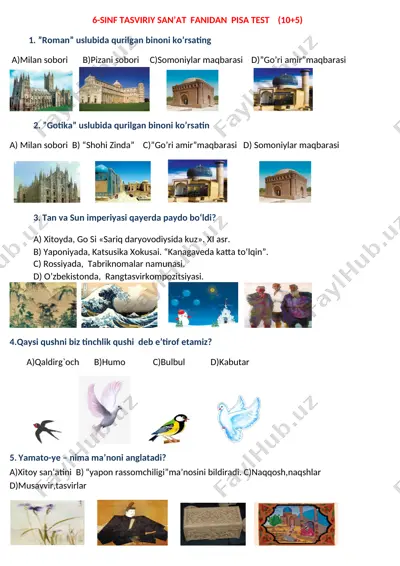pisa - test 6-sihf_tasviriy san'at — DOCX