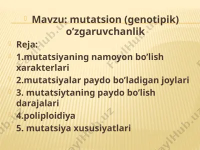 1-maktab abdugofur mutatsion o'zgaruvchanlik — PPTX