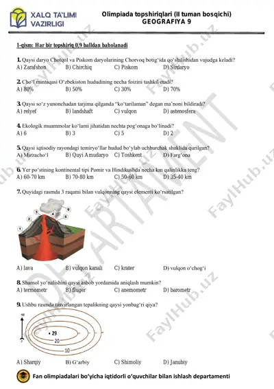 9 geografiya savollar uzb — PDF