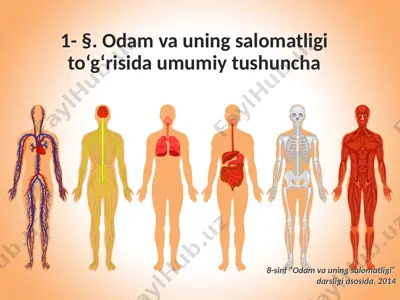 odam va uning salomatligi to‘g‘risida umumiy tushuncha. 8 - sinf — PPTX
