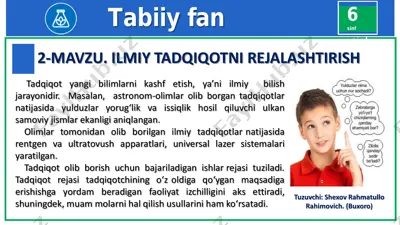 tabiiy fan 2 - mavzu ilmiy tadqiqotni rejalashtirish — PDF
