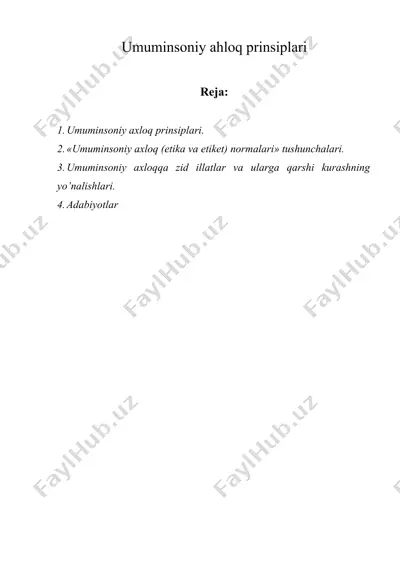 umuminsoniy ahloq prinsiplari — DOCX