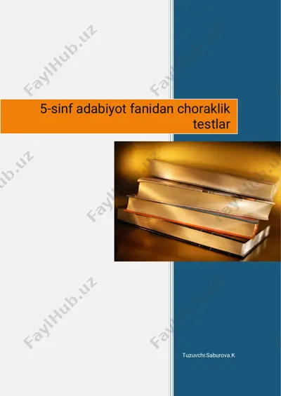 5-sinf adabiyot fanidan choraklik uchun testlar .. — PDF