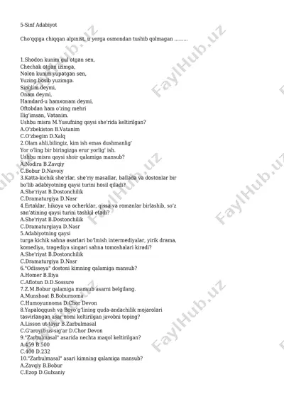 5-sinf-adabiyot-test — PDF