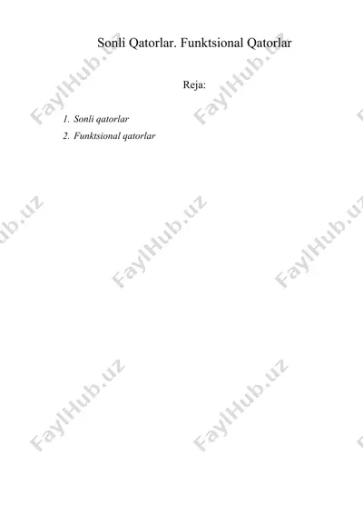sonli qatorlar. funktsional qatorlar — DOC